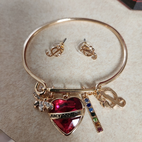NWOT JUICY COUTURE CHARM BRACLET & EARRING SET - Picture 1 of 7